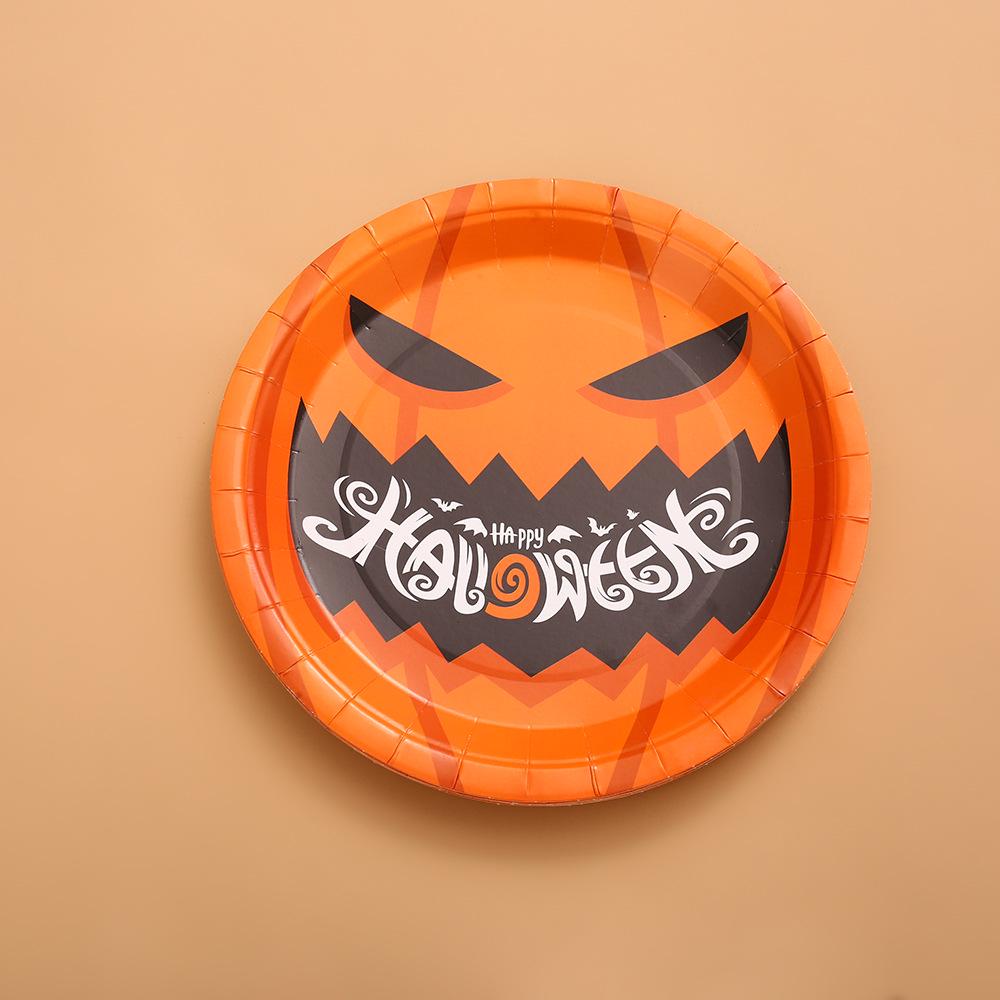 Cross-Border Halloween Party Disposable Plate Set: Pumpkin & Bat Paper Cups and Plates