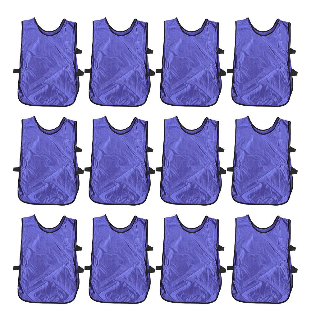 12pcs Purple Adult Training Vest Nylon Team Practice Pinnies Free Size for Football Basketball Fitness
