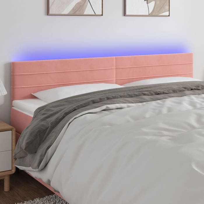 VidaXL Tête de Lit à LED Meuble de Chambre à Coucher Accessoire de Lit Double Tête de Cadre de Lit Intérieur Rose 3121811