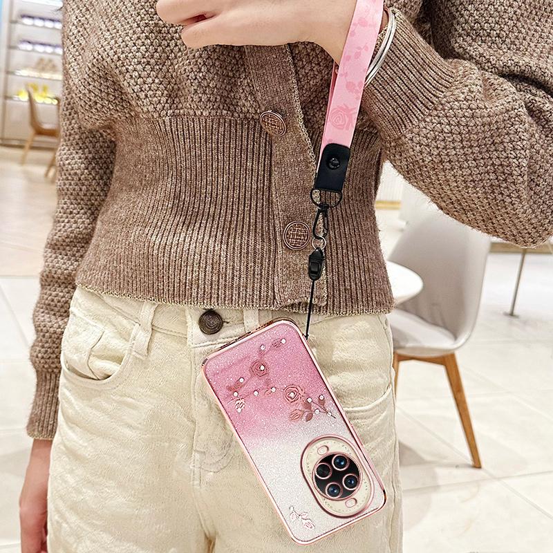 KADEM For Huawei Nova 14 Ultra 5G Case Flower Pattern TPU Gradient Phone Cover with Lanyards