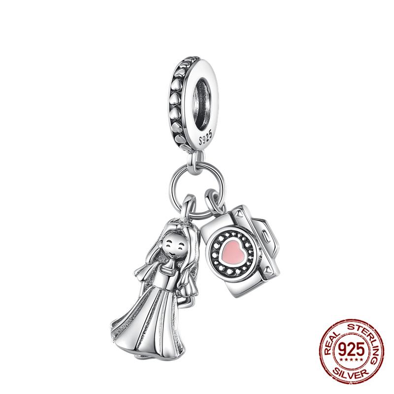 Original 100% Copper Pocket Watch Beads Camera Adventure Backpack Charms Fit Bracelet Diy Jewelry Making Women Gift