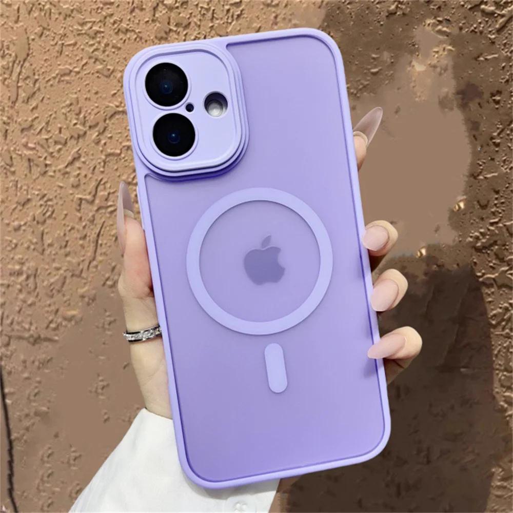 Shockproof Case For iPhone 14 13 12 11 15 Pro Max 14 15 Plus Luxury Matte Translucent Armor For Magsafe Wireless Charge Cover