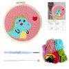 Russian DIY Punch Needle Embroidery Kit: Includes Yarn, Needle, Latch Hook, & Hoop for Knitting & Ornament Crafting