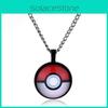 Poke Ball Pendant Necklace With Gemstone Embellishments For Unisex Gift