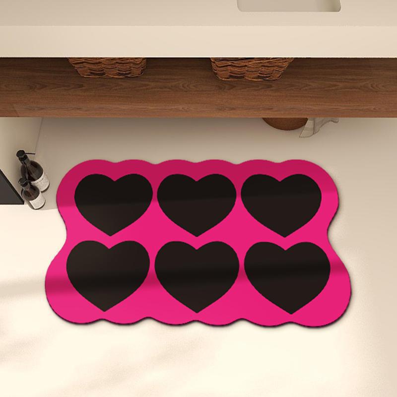 Household Bathroom Love Ground Pad Household Bathroom Dopamine Style Bathroom Moisture Moisture-wicking Anti Slip Quick Drying Toilet Foot Mat 40 * 60cm