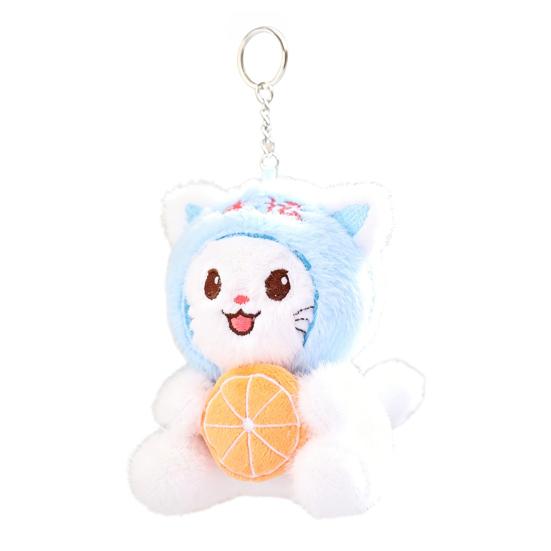 Cute Fruit Cat Stuffed Donut for Bag Plush Keychain Small Kitten Pendant Backpack B