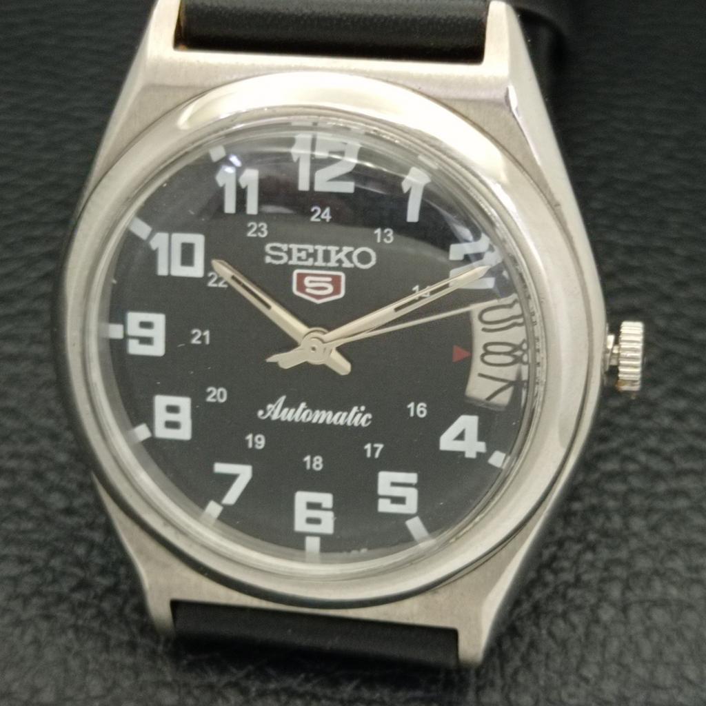 USED VINTAGE SEIKO 5 AUTOMATIC 7025A JAPAN MENS BLACK COLOR DIAL WATCH A434210-2 R120-a434210