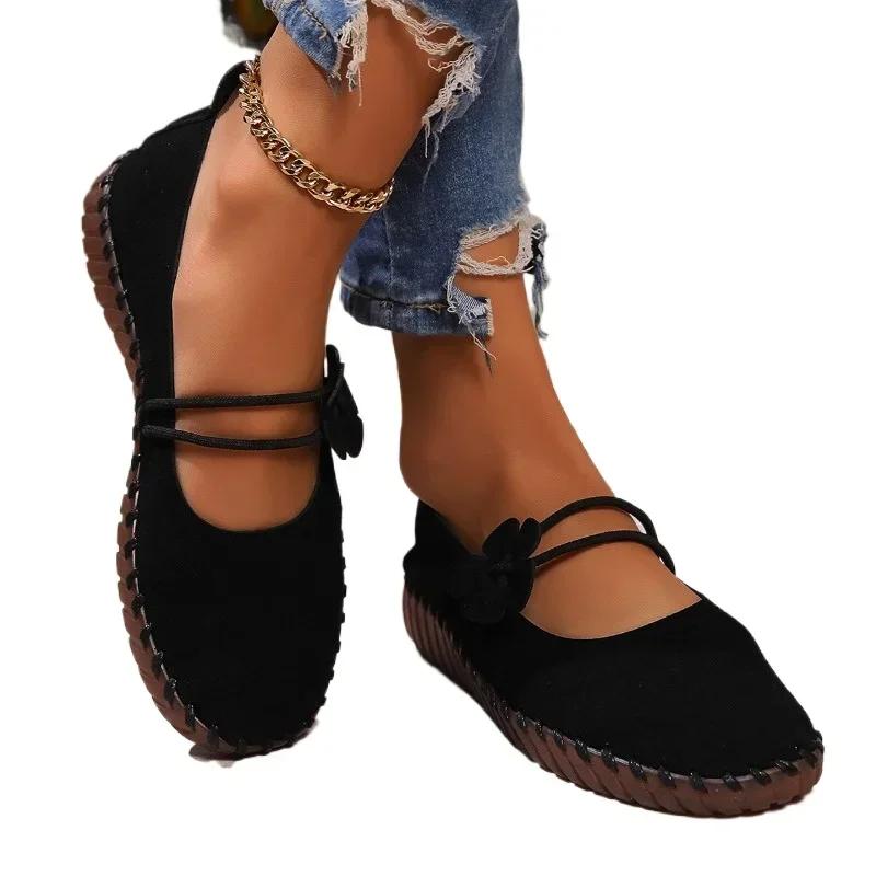 Fashion Female Shoes 2024 Plus Size Slip On Women's Flats Casual Daily Flats Women Round Toe Appliques Shallow Soft Bottom Shoes Women