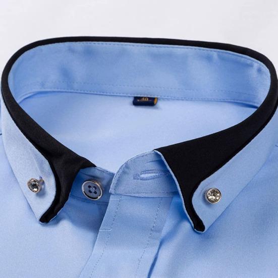 Men Dress Shirt Button Down Long Sleeve Shirt Lapels Rhinestones Slim Fit Formal Shirt for Business Wedding Party Prom Wear