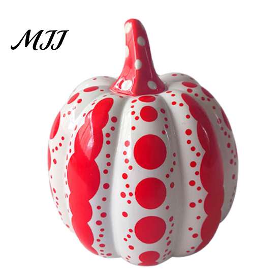 Autumn Harvest Table Centerpieces Ceramic Pumpkin Sculpture, Modern Polka Dot Figurine, Farmhouse Fall Seasonal Mantel Decor Tabletop Decoration