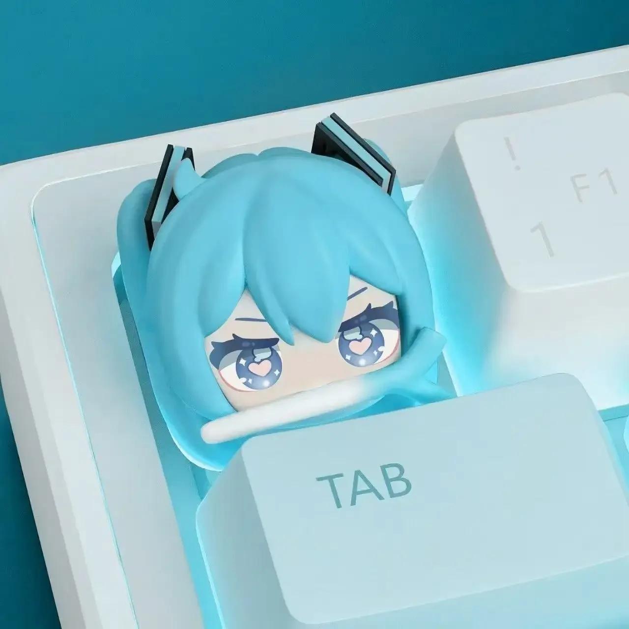 

Милые кастомные кейкапы Hatsune Miku Аниме Личность Крестообразный PBT Кейкап для механической клавиатуры Карикатурные полимерные кейкапы Украшение Подарки