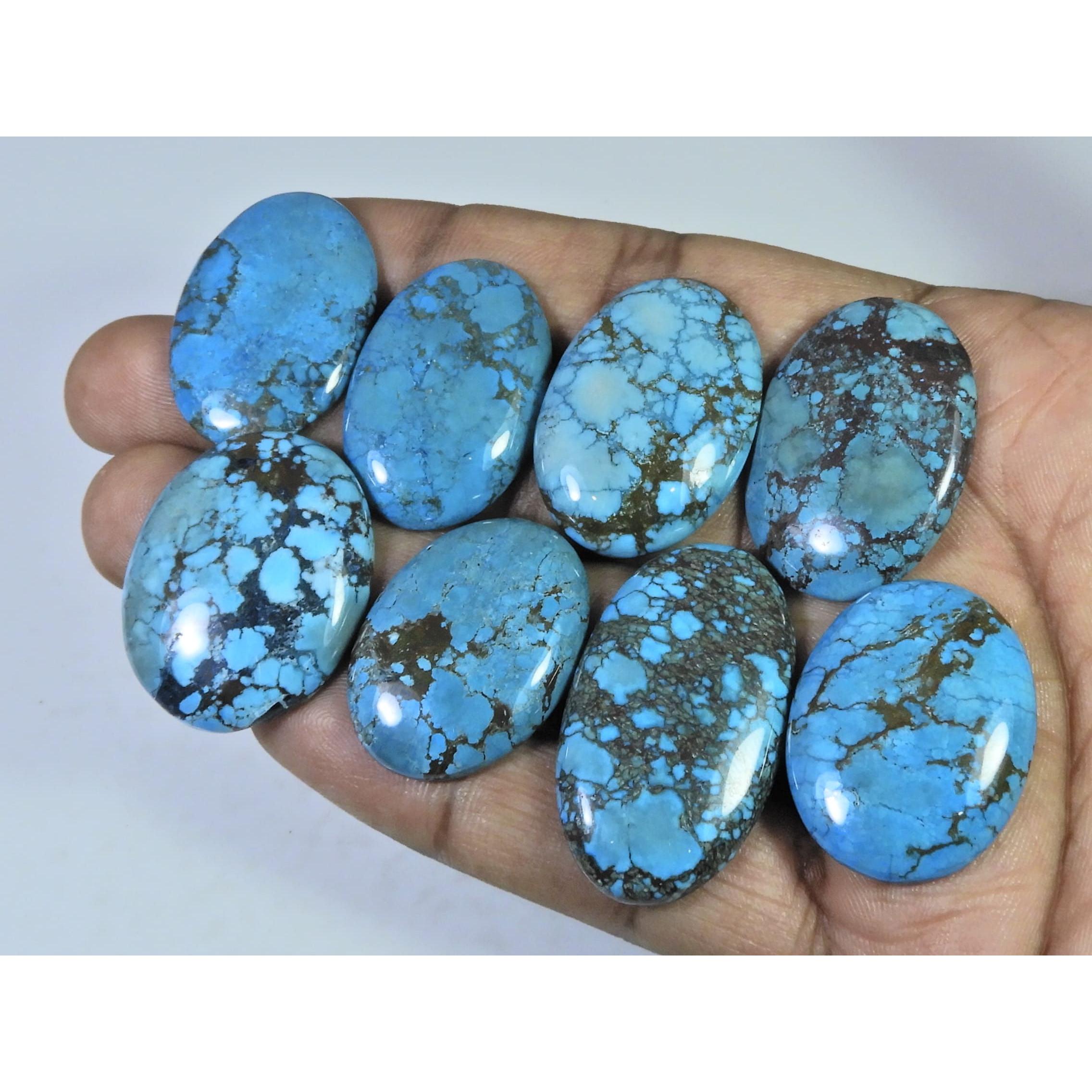 Colour Enhanced Magnesite Turquoise Oval Cabochon Loose Gemstone 08Pcs Lot C-2079