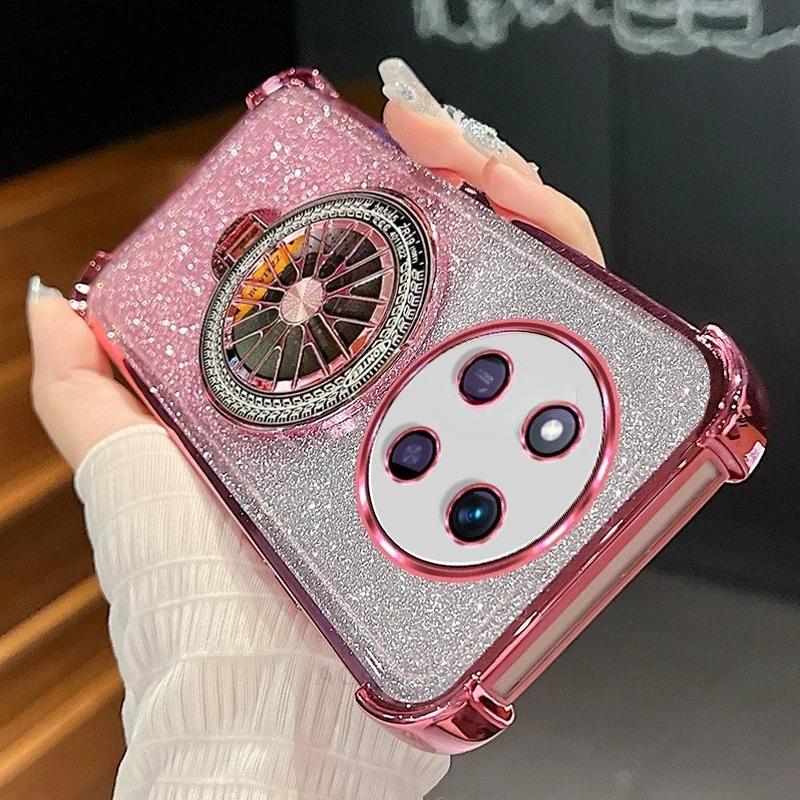 Etui Magic7lite Gradientowe Platerowanie Obrotowy Uchwyt Żyroskopowy Dla Huawei Honor Magic 7 6 5 Magic7 Lite X9c Wstrząsoodporne Silikonowe Etui ze Stojakiem