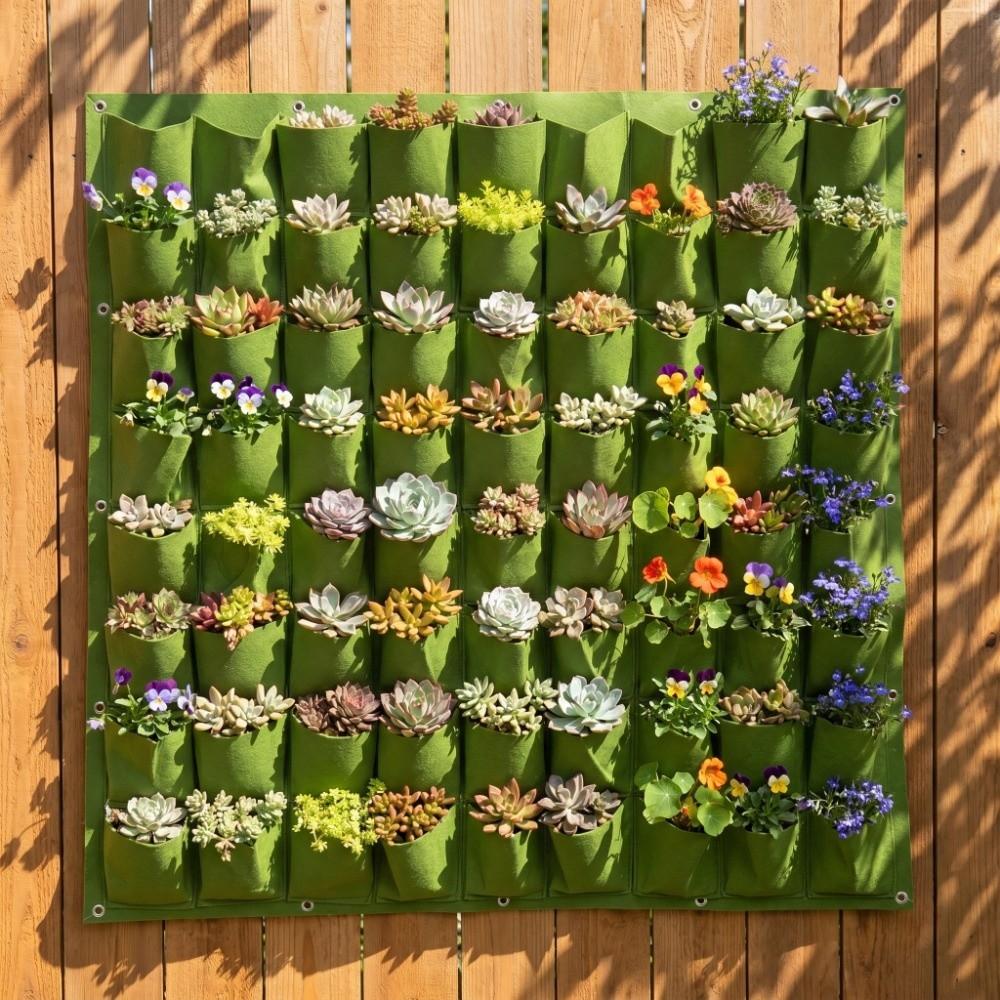 Felt Plant Bag 72 Pockets Grow Bag Durable Wall Hanging Plant Bag  Outdoor Gardening
