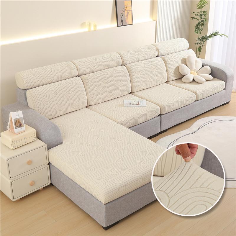 Thick Cushion Cover Wave Pattern Jacquard Sofa Seat Cover for Living Room L-Shaped Corner Sofa Backrest Sofa Protector