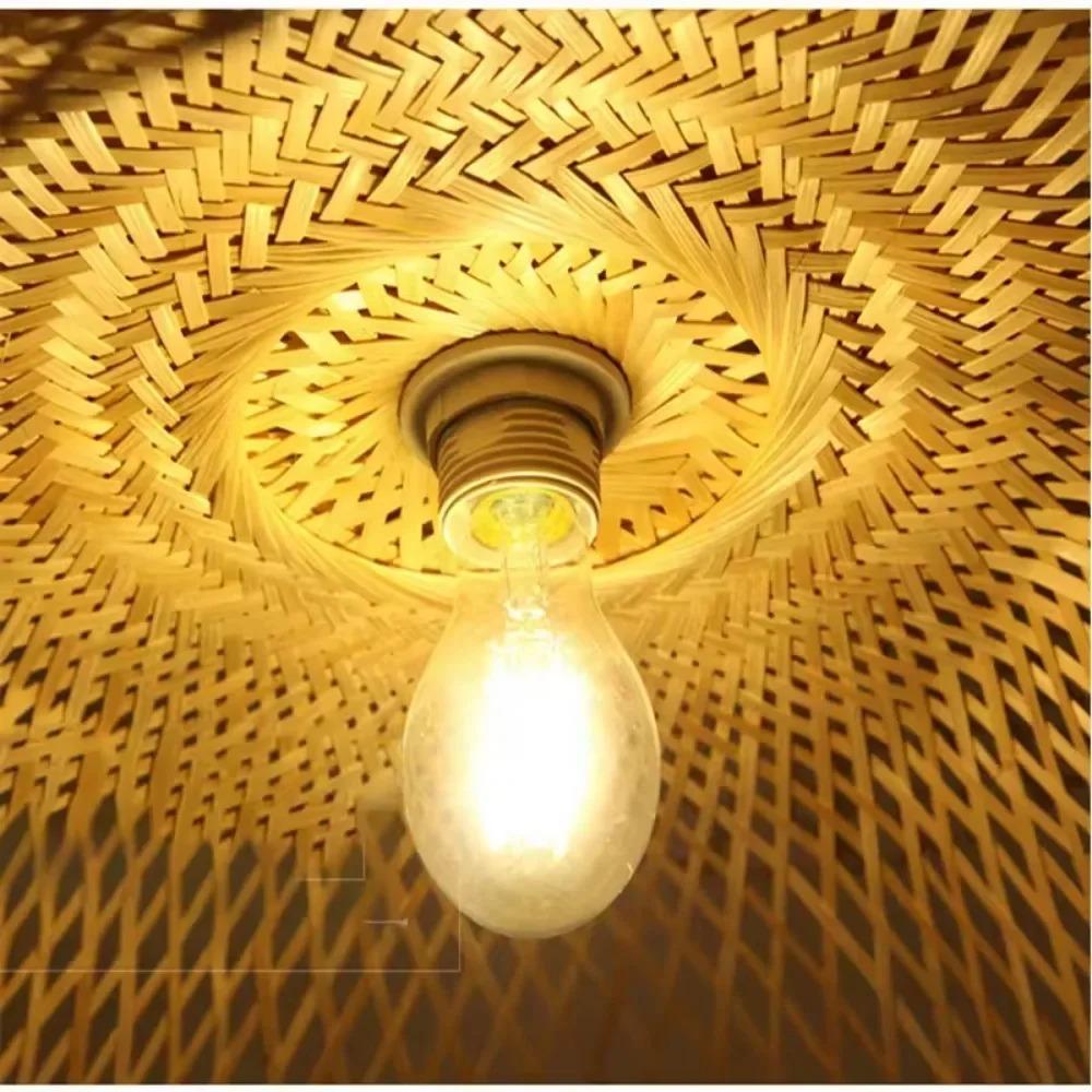 Modern Design Natural Bamboo Wicker Handmade Rattan Kitchen Hanging Pendant Lamps Woven Ceiling Lamp for Retro