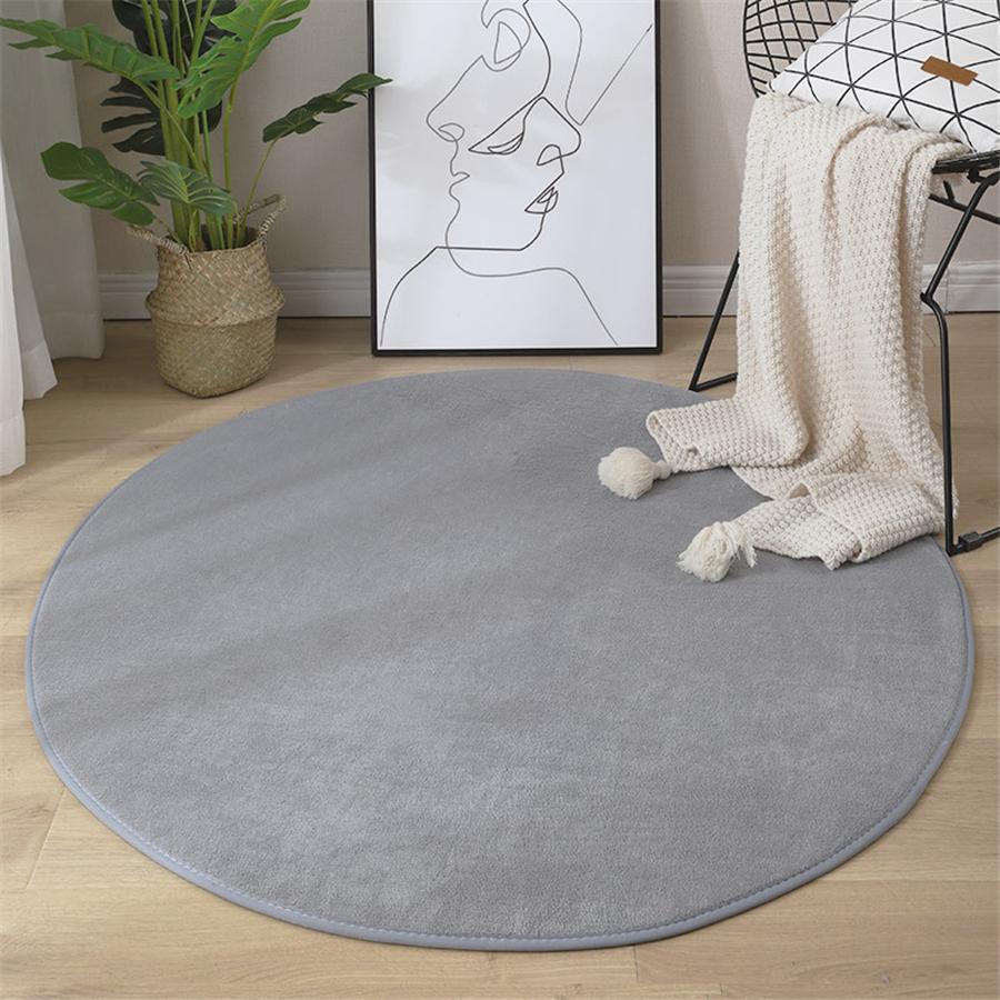 2022 Hot Sell Round Coral Velvet Carpet Color Water Absorption Sofa Carpet Memory Foam Bedroom Living Room Children Rug Yoga Mat