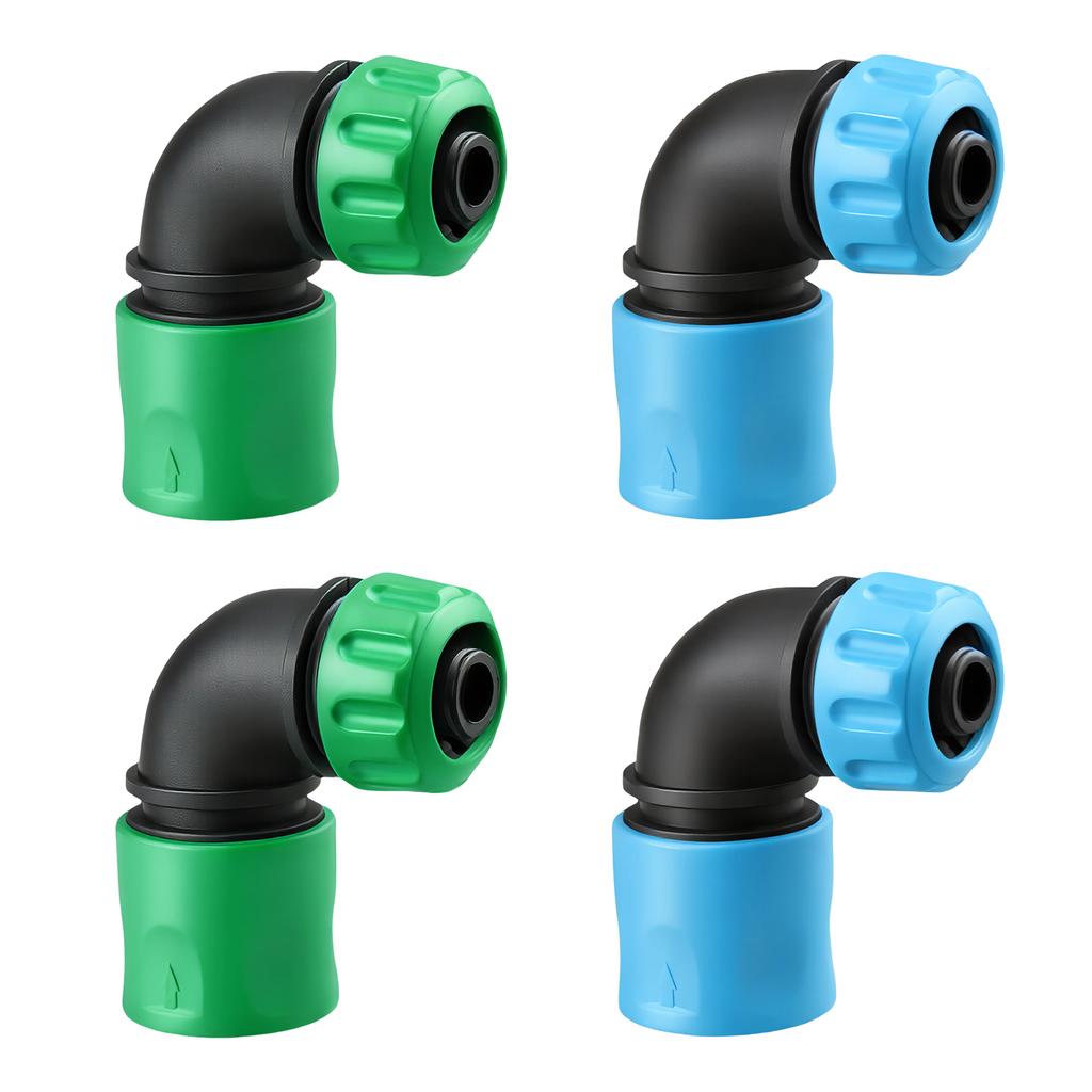 4Pcs Garden Hose Quick Connectors 90 Degree Elbow ABS Water Fittings Suitable For Irrigation Vehicle Washing Outdoor Use