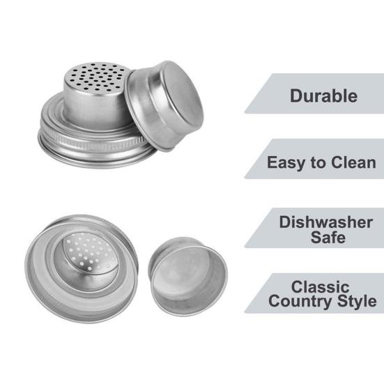 Mason Jar Shaker Lids Stainless Steel Seasoning Shaker Tops for Sugar