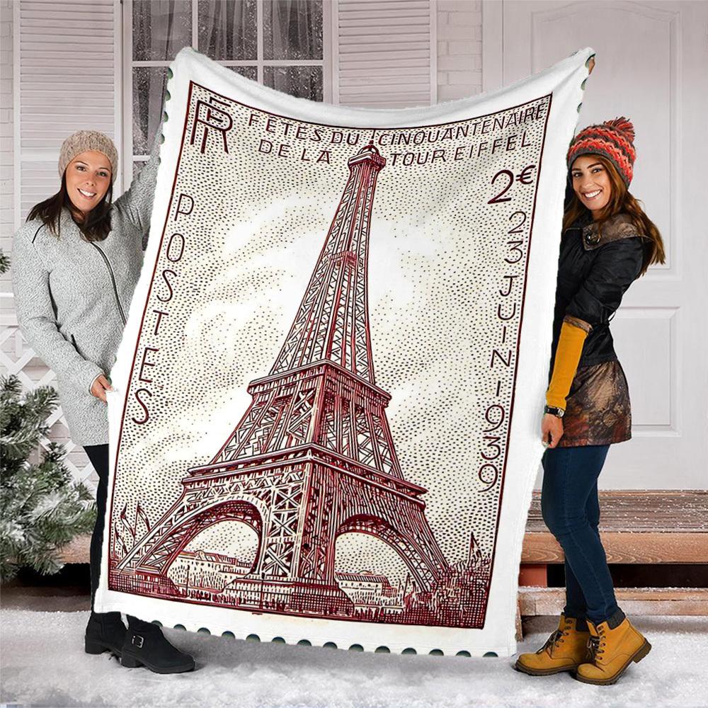 1pc Eiffel Tower Outdoor Flannel Throw Blanket Soft, Cozy, Warm All Season, Machine Washable,