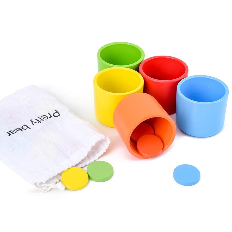 Color Classification Cup Kindergarten Table Games Baby Cognitive Puzzle Wooden Toy Puzzle