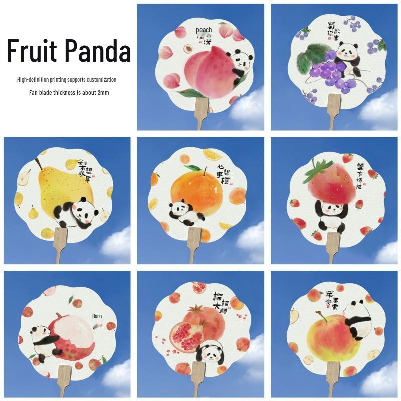 Фруктовая Панда Ручная Роспись Китайские Круглые Веера (5-Pack)