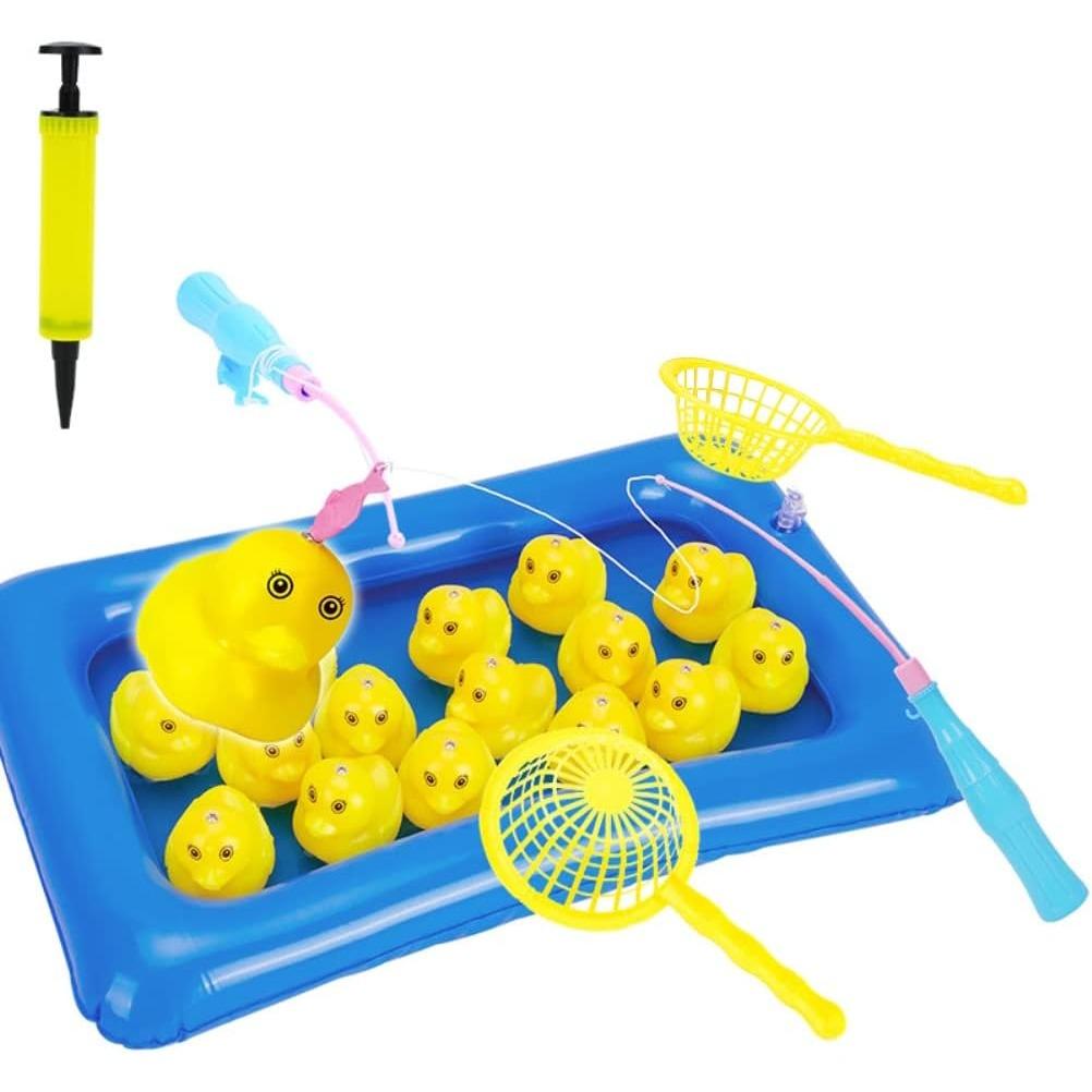 Giocattolo da pesca Bra 26x20x6 Bambini Piscina Anatra Giocattolo da pesca Giochi Giocattolo magnetico galleggiante Gioco gonfiabile da bagno per laghetto Giocattolo educativo per ragazzi