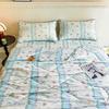 Elegant Blue Flowers Summer Cooling Quilt Floral Style Air Conditioner Quilted Quilt Skin-friendly Thin Blanket Machine Washable