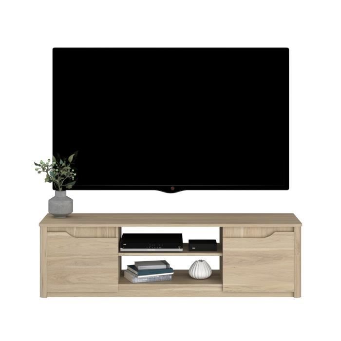 Classic TV Stand BETTY - Furniture In Particleboard with Oak Decor - L150 X H42 X D60 Cm