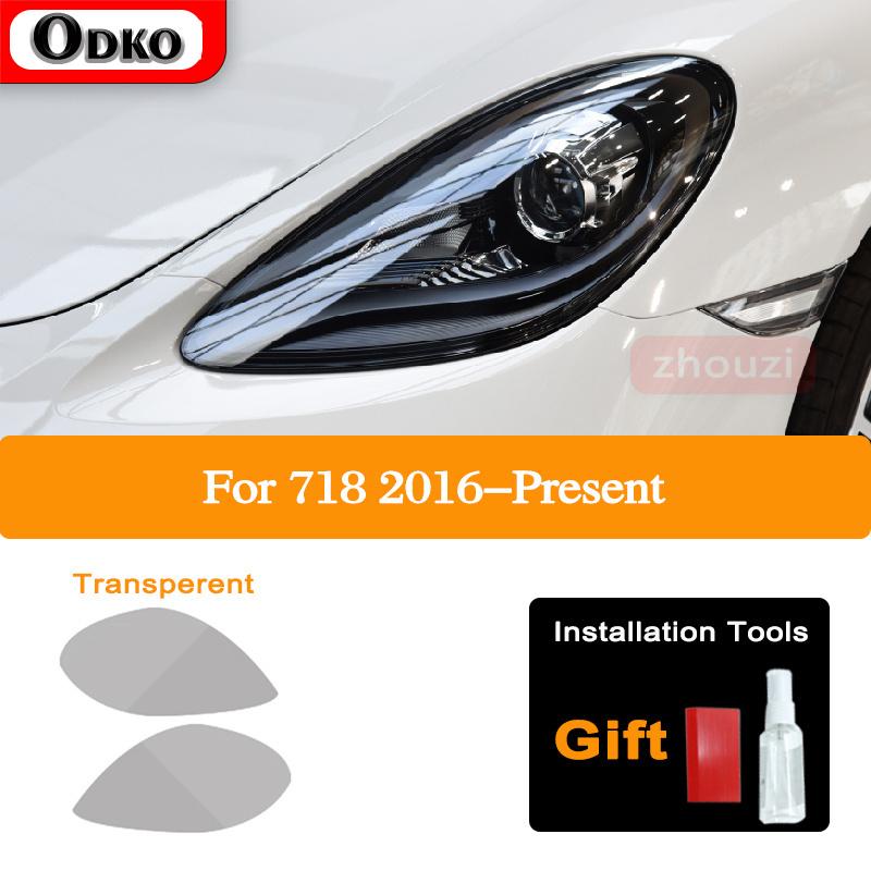 For Porsche 718 Boxster Cayman 2016-On  Car Lamp Film Headlight Tint Black Protective Film Taillight Transparent TPU Sticker