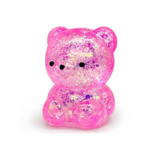 Mini Glitter Bear Squeeze Toy Stress Relief Clear Bear Stress Sugar Ball Sensory Toy Soft Slow Rising Decompression Fidget Toy