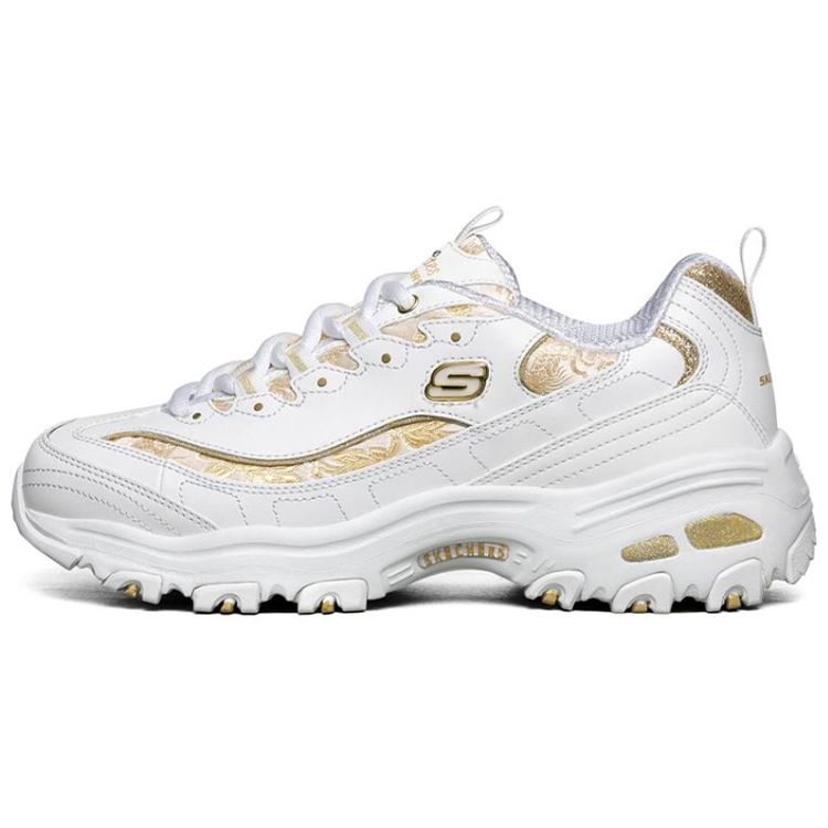 Skechers DLites 1.0 Сетчатые синтетическая кожа Спортивные модные низкие повседневные кроссовки Женские кроссовки Платиновый 13091-WHT 35