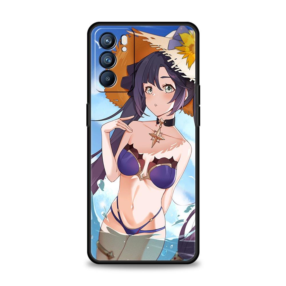 Genshin Impact Sexy Girl Phone Case For Oppo A54 A53 A52 A9 2020 A15 A95 A16 A76 A74 A12 Find X5 Reno7 Reno6 Pro Plus 5G Cover
