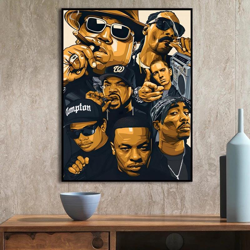 Rap Hip Hop Star Poster Cool Ist Charakter Werbeplakat Wandkunst Leinwandmalerei Jungen Schlafzimmer Wohnzimmer Dekoration Wandkunst Kein Rahmen