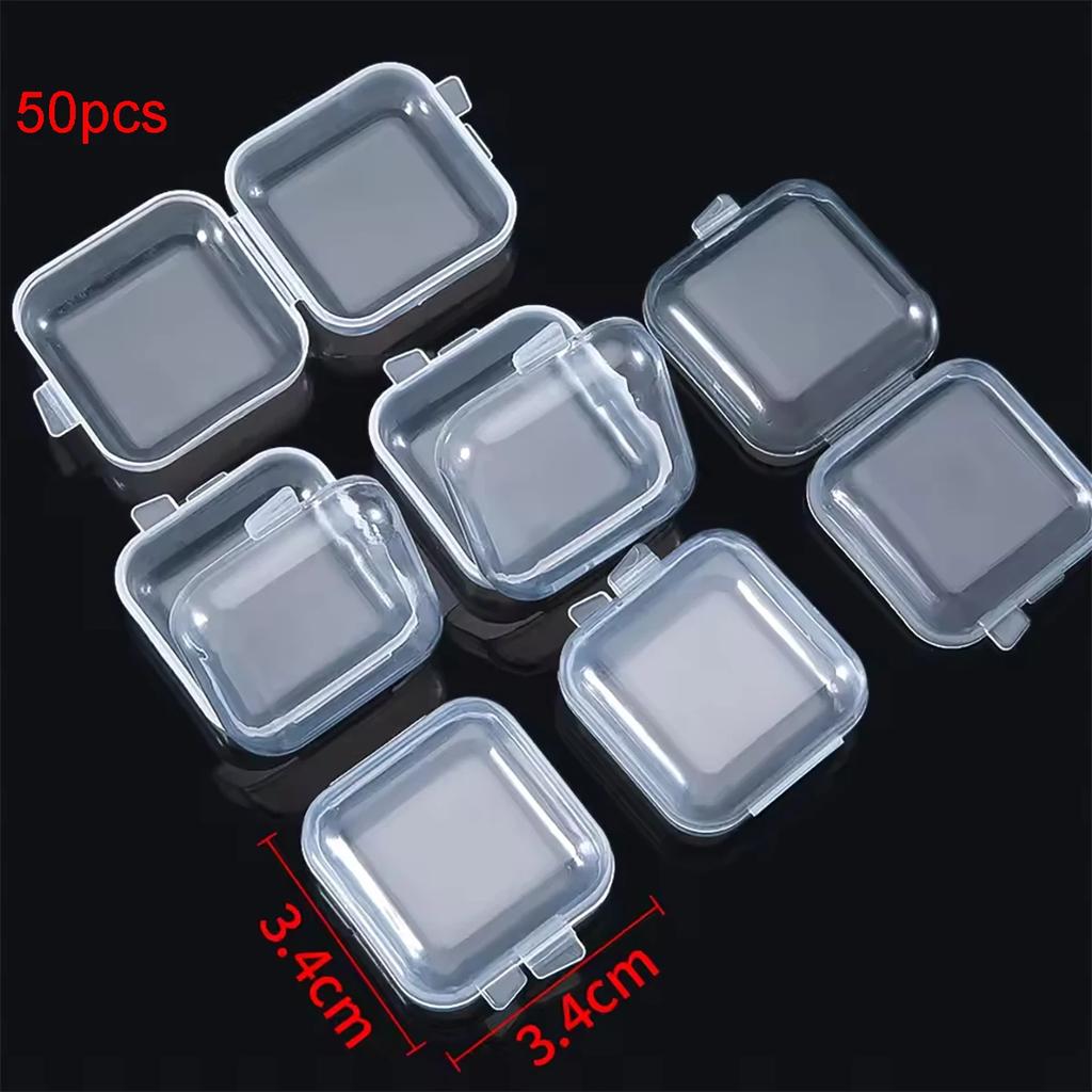 5/20PCS 3.5*3.5*2cm Small Plastic Storage Box for Jewelry Beads Earring Jewelry Container Transparent Square Box Case Contain