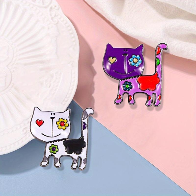 Colorful Cartoon Cat Enamel Brooch Pins Cute Fashion Painted Scarf Buckle Stylish Mixed-Color Cat Brooches for Women