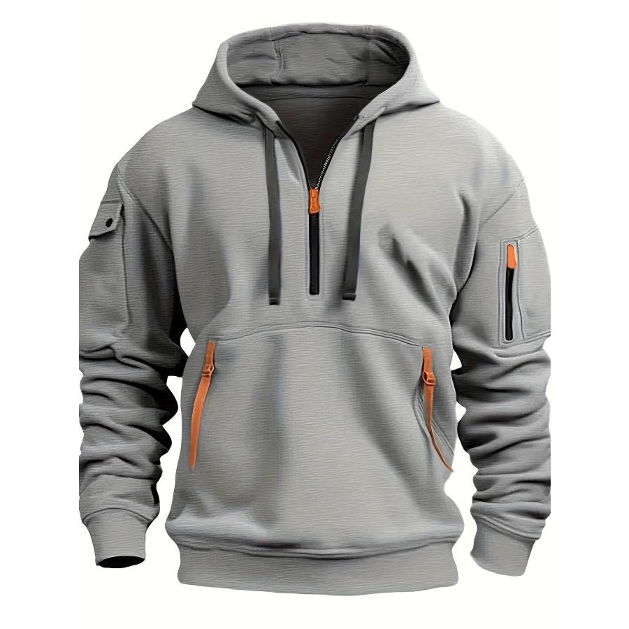 Autumn Men's Hoodies Winter Zipper Multi Pocket Sweatshirts Male Warm Clothes Hoodie Sports Leisure Sweatshirt