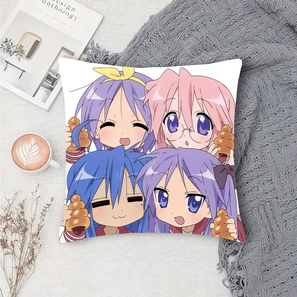 Anime Lucky Star Pillow Case Fashion Square Pillowcase Bedroom Sofa Room Ins Decoration Leisure