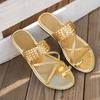 Fashion Women Slippers Fashion Gold Clip Toe Sandals Women Summer Flat Heels Beach Flip Flops Woman  Lightweight Slippers Slides Women
