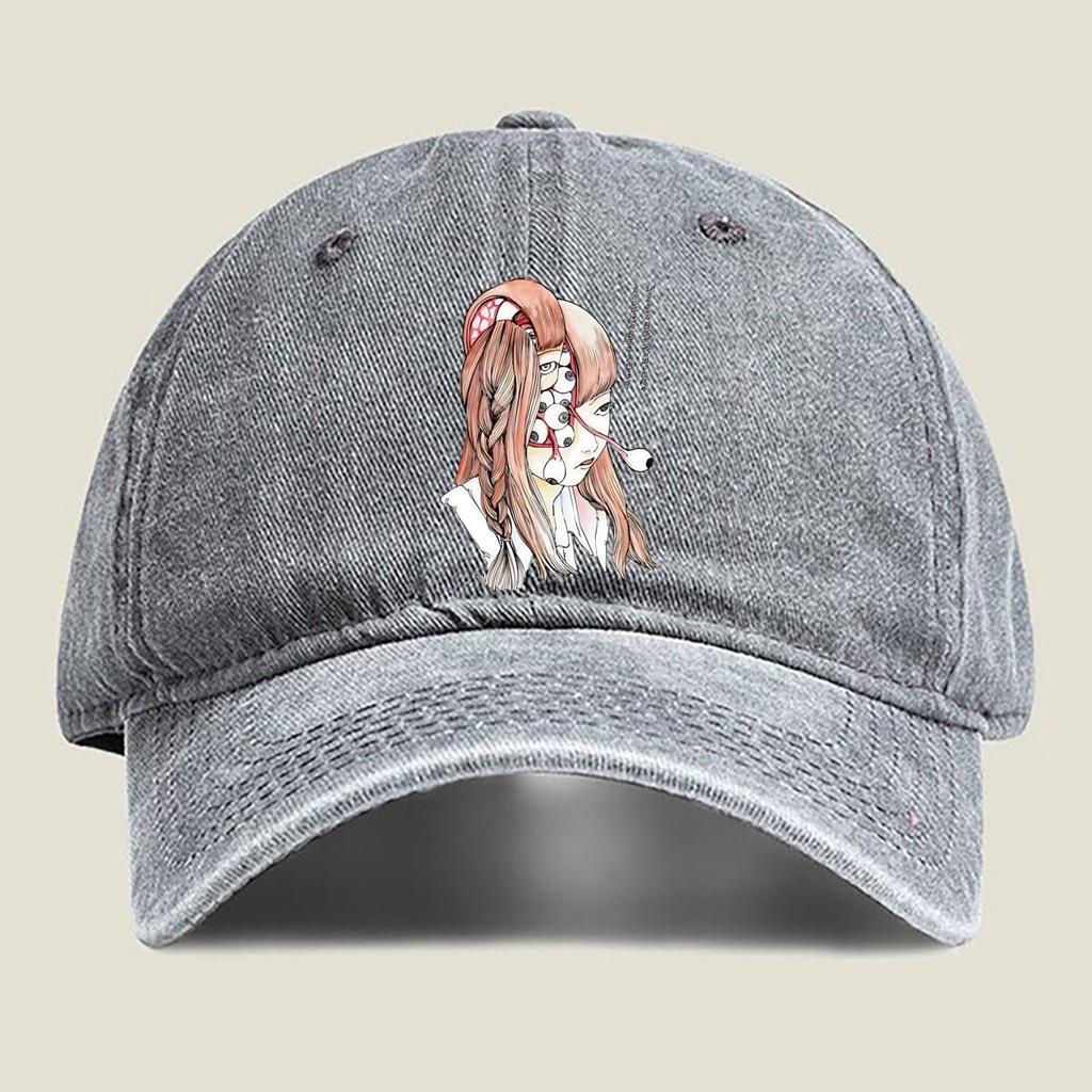 Surreal Girl with Eyes Illustration Fashion Washed Baseball Cap Hat Outdoor Activities