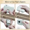 3 in 1 Electric Nail Clipper LED Light Nail Debris Storage Automatic Nail Trimmer and Polisher Rechargeable 2 Speeds