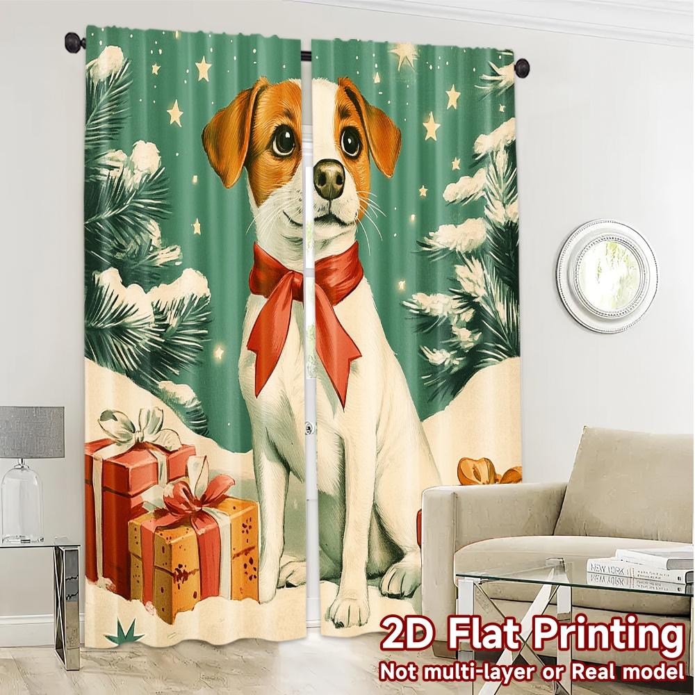 2pcs,Curtains Cute Dog Christmas Gifts (3) Chic Curtains Versatile Polyester Curtains All Seasons Decorative for Bedroom, Living