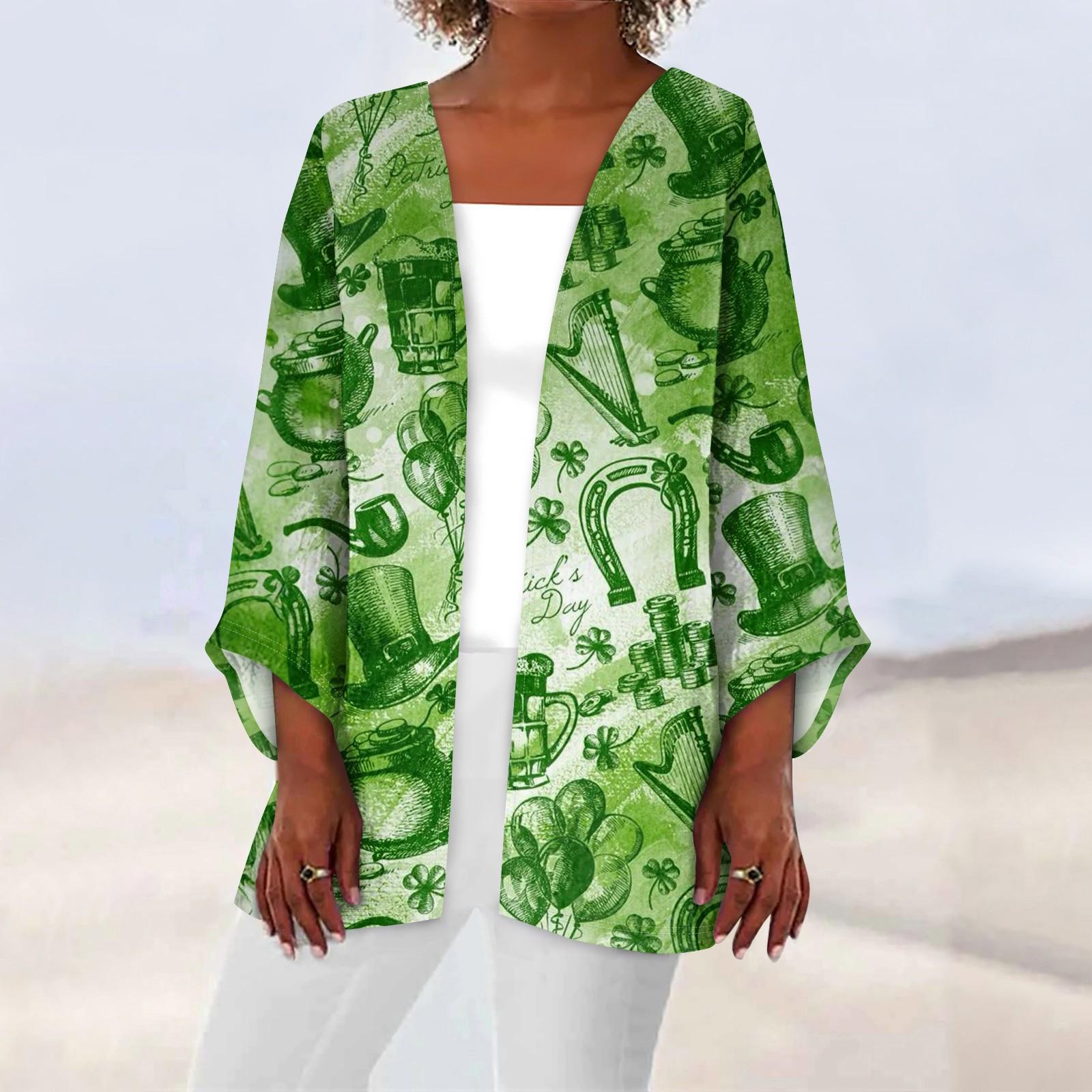 

Жіночий повсякденний модний легкий жакет середньої довжини з принтом Caot XL світло-зелений колір