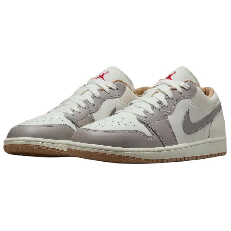 New Jordan Air Jordan 1 Anti Slip Wear Resistant Low Top Vintage Basketball Shoes Men's Beige Gray 553558-169