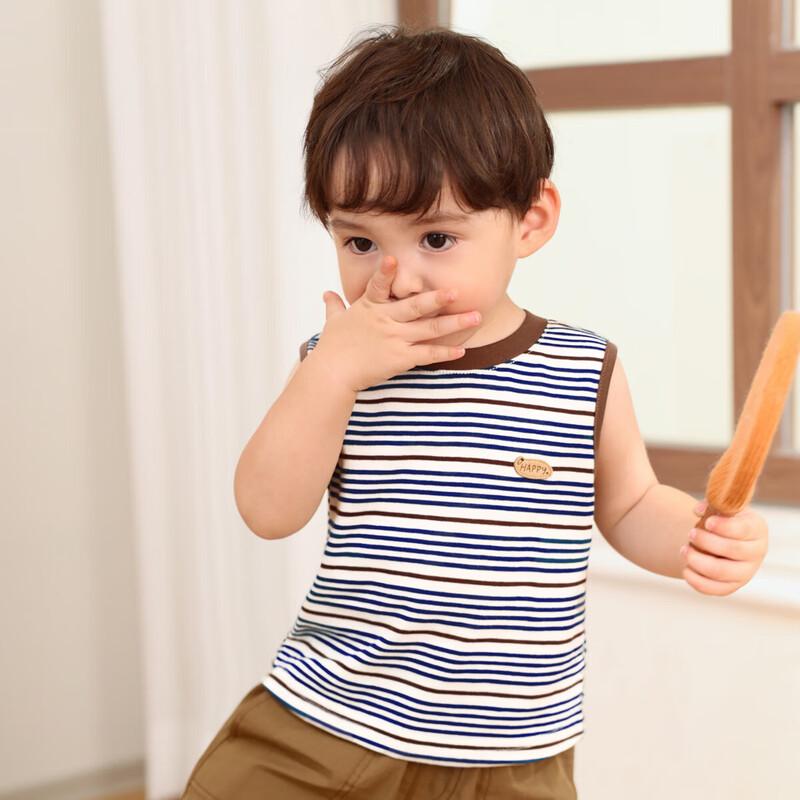 LUSON Baby Boys Striped Round Neck Vest 120
