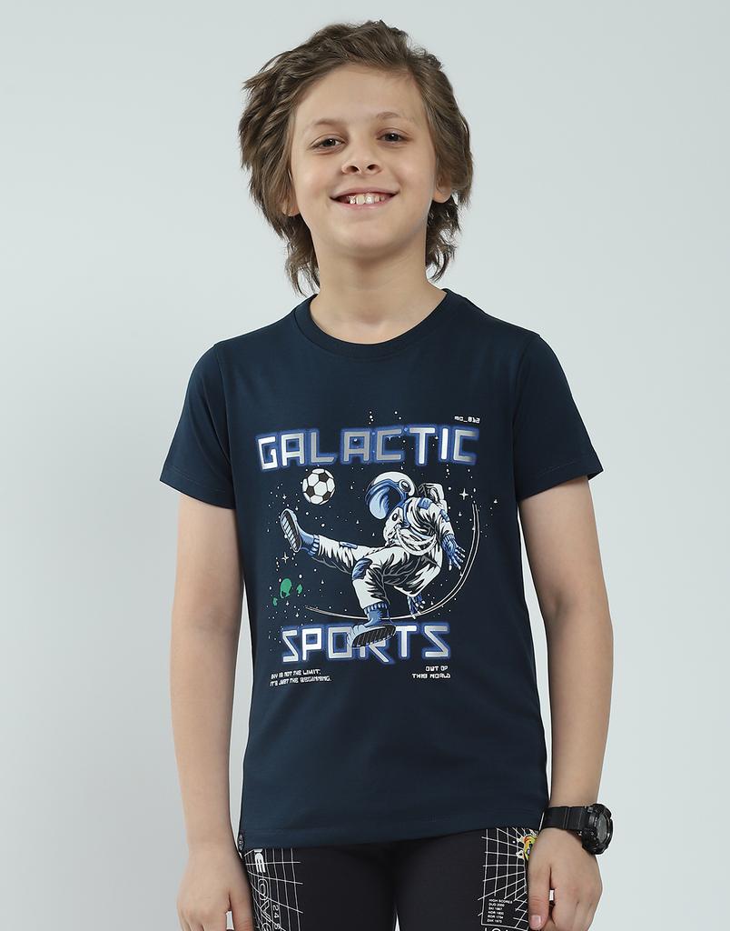 Monte Carlo Boys Printed Round Neck T-Shirt Navy Blue 5-6 Years