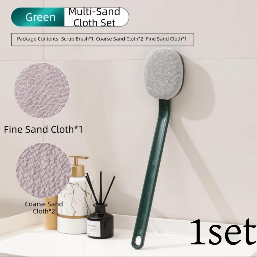 4pcs Set Long Handle Bath Shower Brush Soft Bristles Painless Back Scrubber Brush Coarse/Fine Sand Reusable Body Cleaning Brush