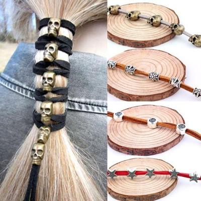 6 Pendants+90cm /Set Vintage Punk Metal Skull Hairband Hair Rope Women Fashion Styling Tools