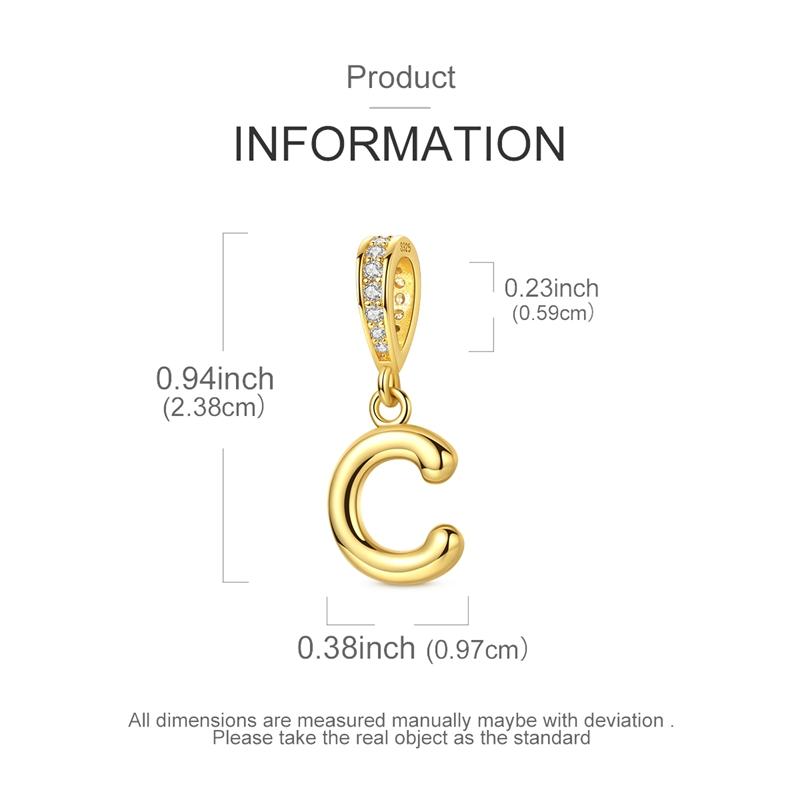 Copper Golden Letter C Charms Fit Original Bracelet Making Gift For Woman Jewelry Diy Fashion Pendant