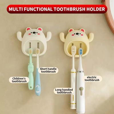 4 2 1- Multi Functional Toothbrush Holder Nail Free Adhesive Suitable for Various Toothbrush Holders